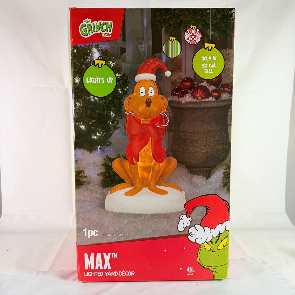 Dr. Seuss The Grinch Max Lighted Yard Blow Mold 20.4 in Tall Gemmy Christmas NWT